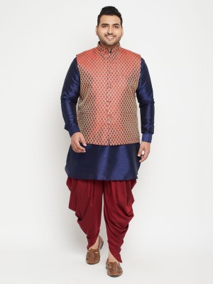 VASTRAMAY PLUS Men Kurta Dhoti Pant Ethnic Jacket Set