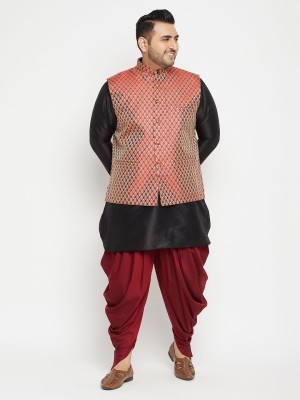 VASTRAMAY PLUS Men Kurta Dhoti Pant Ethnic Jacket Set