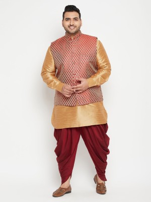 VASTRAMAY PLUS Men Kurta Dhoti Pant Ethnic Jacket Set