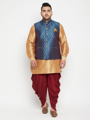 VASTRAMAY PLUS Men Kurta Dhoti Pant Ethnic Jacket Set