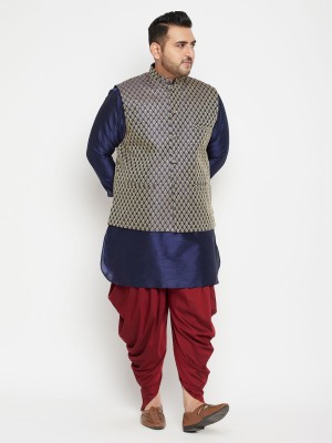 VASTRAMAY PLUS Men Kurta Dhoti Pant Ethnic Jacket Set