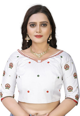 VILLAGIUS Satin Embroidered Blouse Material