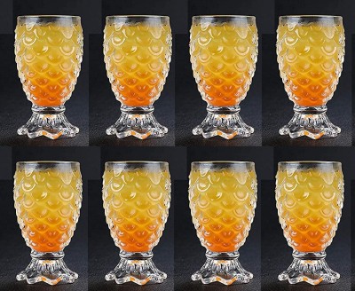 MANTRAA SALES (Pack of 8) 225 ML Pineapple Shape Glass for Water, Cold Drink, Cocktail, Beer (Set of 8) Glass Set Water/Juice Glass(635 ml, Glass, Clear)