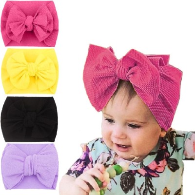BABYMOON Kids Girls Hairband (Pack of 4) Baby Headband Hair Accessories Head Band(Pink, Purple, Yellow, Black)