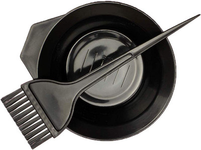 STAMIO Hair Coloring Dyeing Kit - Plastic (1 Mixing Bowl, 1 Brush), Black