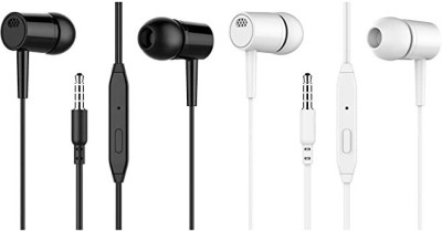 Gadget Zone Stereo Bass in Ear Wired Earphones with Mic, Pack of 2, Wired Headset(Black, White, In the Ear)