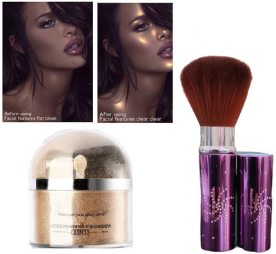 GFSU gold shimmer highlighter with brush makeup combo Highlighter(GOLD SHIMMER)