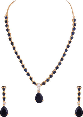 Ratnavali Jewels Brass Gold-plated Blue Jewellery Set(Pack of 1)