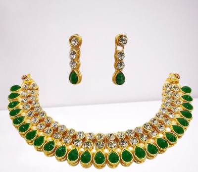 AD Fashion Store Alloy Gold-plated Gold, Green Jewellery Set(Pack of 1)