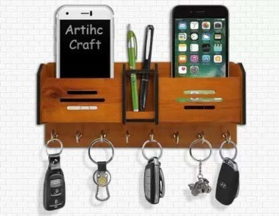 ARTIHC CRAFT Wood Key Holder(8 Hooks, Brown)