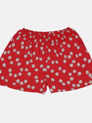 Pepe Jeans Short For Girls Casual Printed Viscose Rayon(Red, Pack of 1)