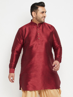 VASTRAMAY PLUS Men Self Design Straight Kurta(Maroon)