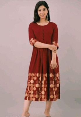 RA CREATION Women Printed Anarkali Kurta(Maroon)