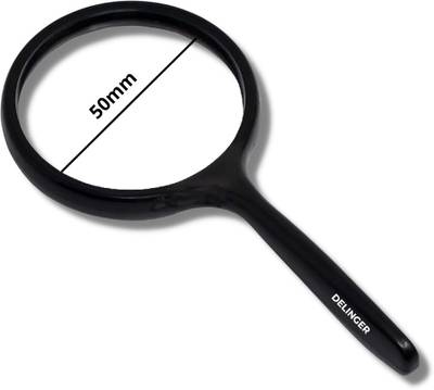 DELINGER Magnifying Glass 50mm Handheld Magnifier For Reading And Viewing Small Objects 20X
