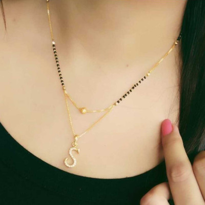 RADHE IMITATION Excellent Finished S Letter Diamond Mangalsutra For Women's Alloy Mangalsutra