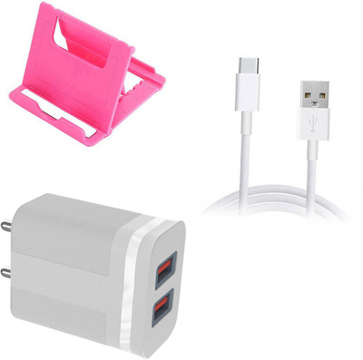 DAKRON Wall Charger Accessory Combo for OPPO A74 5G(White)