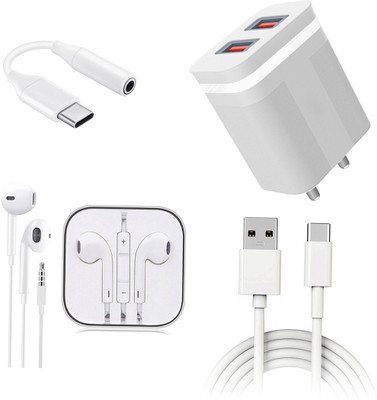 DAKRON Wall Charger Accessory Combo for Realme Narzo 50A(White)