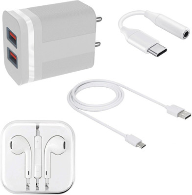 DAKRON Wall Charger Accessory Combo for Samsung Galaxy M32(White)