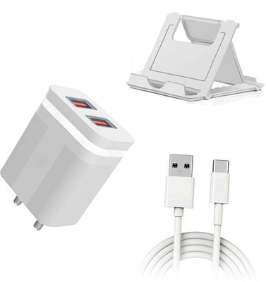 DAKRON Wall Charger Accessory Combo for Tecno Pova 2(White)