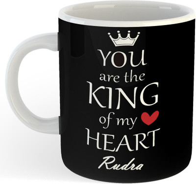 ADN21 Rudra You Are The King Of My Heart Black, Best Gift For Rudra Ceramic Coffee Mug(325 ml)