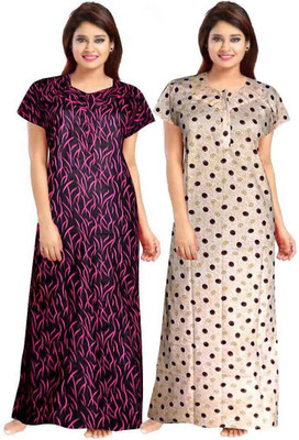 SILVER ORGANISATION Women Nighty Set(Pink, Beige)