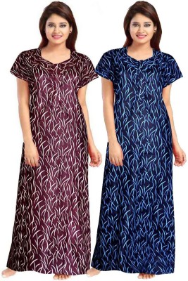 JWF Women Nighty Set(Maroon, Blue)