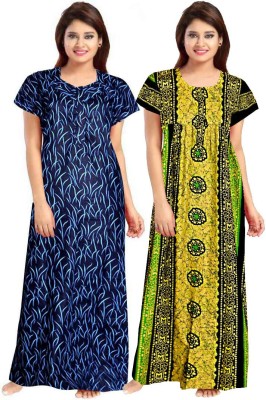 MUDRIKA Women Nighty(Blue, Green)