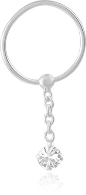 Nemichand Jewels Cubic Zirconia Sterling Silver Nose Ring