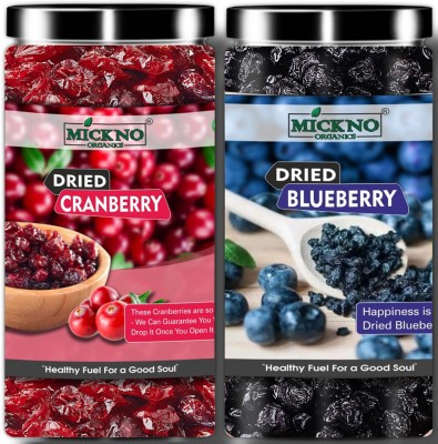 mickno organics Dried Blueberries-200gm & Dried Cranberries-200gm Dried Fruits Combo (Pack of 2) Cranberries, Blueberry(2 x 200 g)