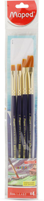 Maped Color'Peps Synthetic Hair Flat Brushes x 4(Set of 1, Blue)