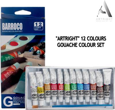 ArtRight Artist Gouache Color 12 Shades of 6ml with 1 Artist Paint Brush