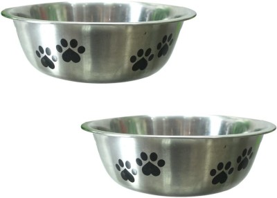 Emily Pets Pack of 2 Dog Bowl Stainless Steel for Food and Water for Pets, Dogs, Puppy, Cat Steel Pet Bowl(300 ml Steel)