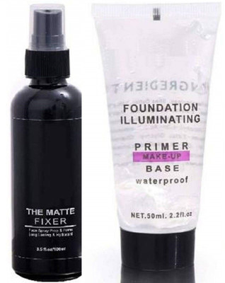 Kamz Matte Fixer combo with Primer Foundation Luxury Primer - 150 ml (Transparent) Primer  - 150 ml(Transperant)