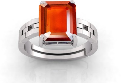 RSPR Gomed Stone Ashtadhatu Red Gemstone 9.25 Ratti Rashi Ratna Adjustable Metal Garnet Silver Plated Ring