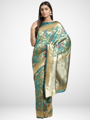 Ratnavati Woven Banarasi Silk Blend Saree(Light Green)