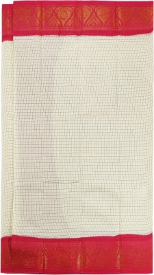 PAL BASTRALAYA Checkered Chettinadu Cotton Blend Saree(Cream)