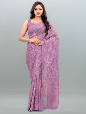 vedu creation Embroidered Bollywood Georgette Saree(Purple)