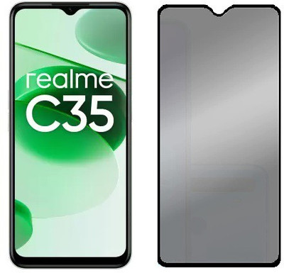 VIGHNAD Edge To Edge Tempered Glass for Realme C35 Privacy(Pack of 1)