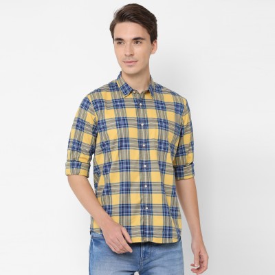 Pepe Jeans Men Checkered Casual Yellow Shirt