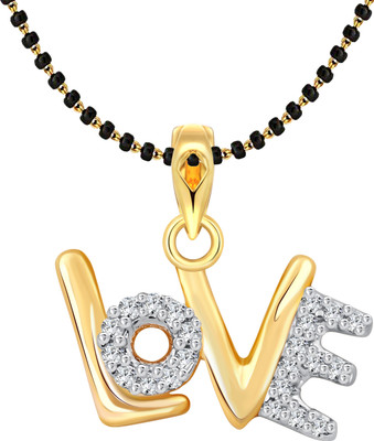 VIGHNAHARTA Initial LOVE MSPG Gold-plated Cubic Zirconia Alloy Pendant
