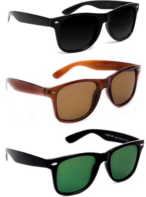 TheWhoop Wayfarer Sunglasses(For Men & Women, Black, Brown, Green)