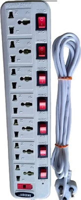 Skeisy 7socket plus 7 switch long wire 7  Socket Extension Boards(White, 3 m)