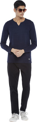 Urban Ranger by Pantaloons Solid Men Round Neck Dark Blue T-Shirt
