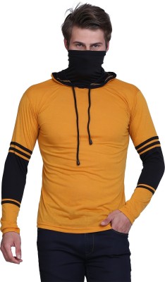 HYDEY Colorblock Men Hooded Neck Yellow T-Shirt