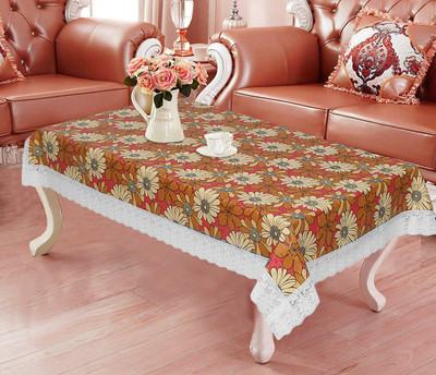 DPA Collection Printed 4 Seater Table Cover(Orange, PVC)