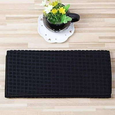 greyfab Rectangular Pack of 1 Table Placemat(Black, Microfibre)