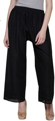 Kanna Fabric Regular Fit Women Black Trousers