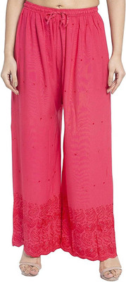 Kanna Fabric Regular Fit Women Red Trousers
