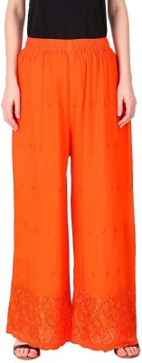 Kanna Fabric Regular Fit Women Orange Trousers