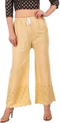 Kanna Fabric Regular Fit Women Beige Trousers